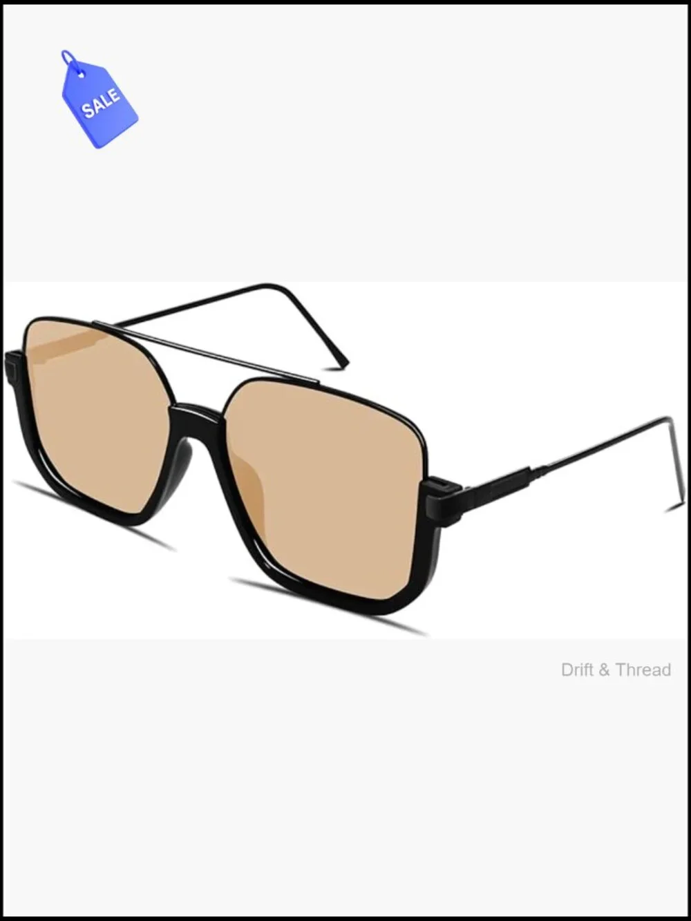 Retro Oversized Aviator Sunglasses Square Double Bridge Pilot Shades